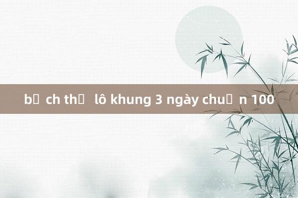 bạch thủ lô khung 3 ngày chuẩn 100