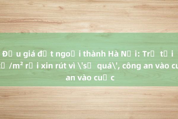 Đấu giá đất ngoại thành Hà Nội: Trả tới 30 tỉ/m² rồi xin rút vì 'sợ quá'， công an vào cuộc